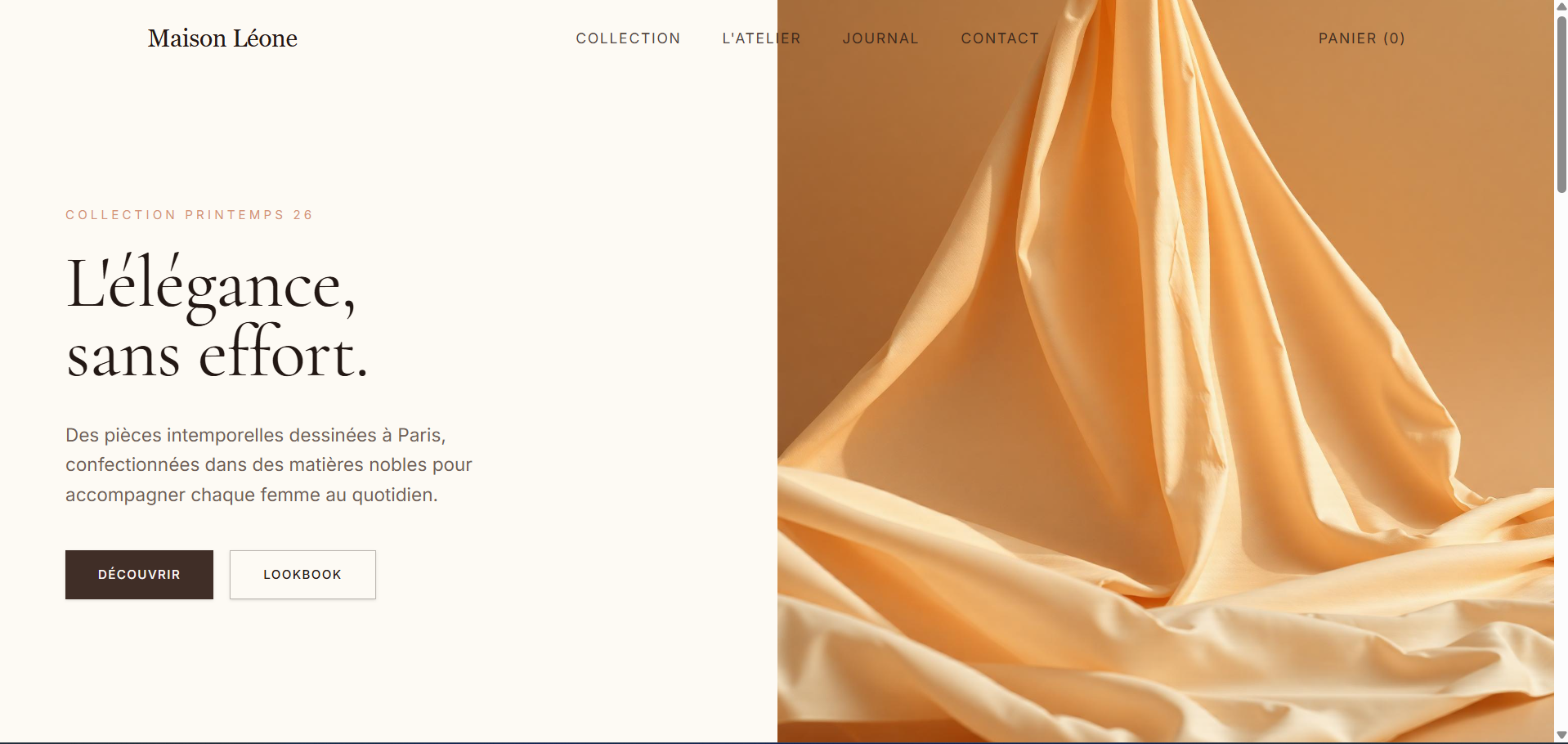 Maison Léone — aperçu de la landing page